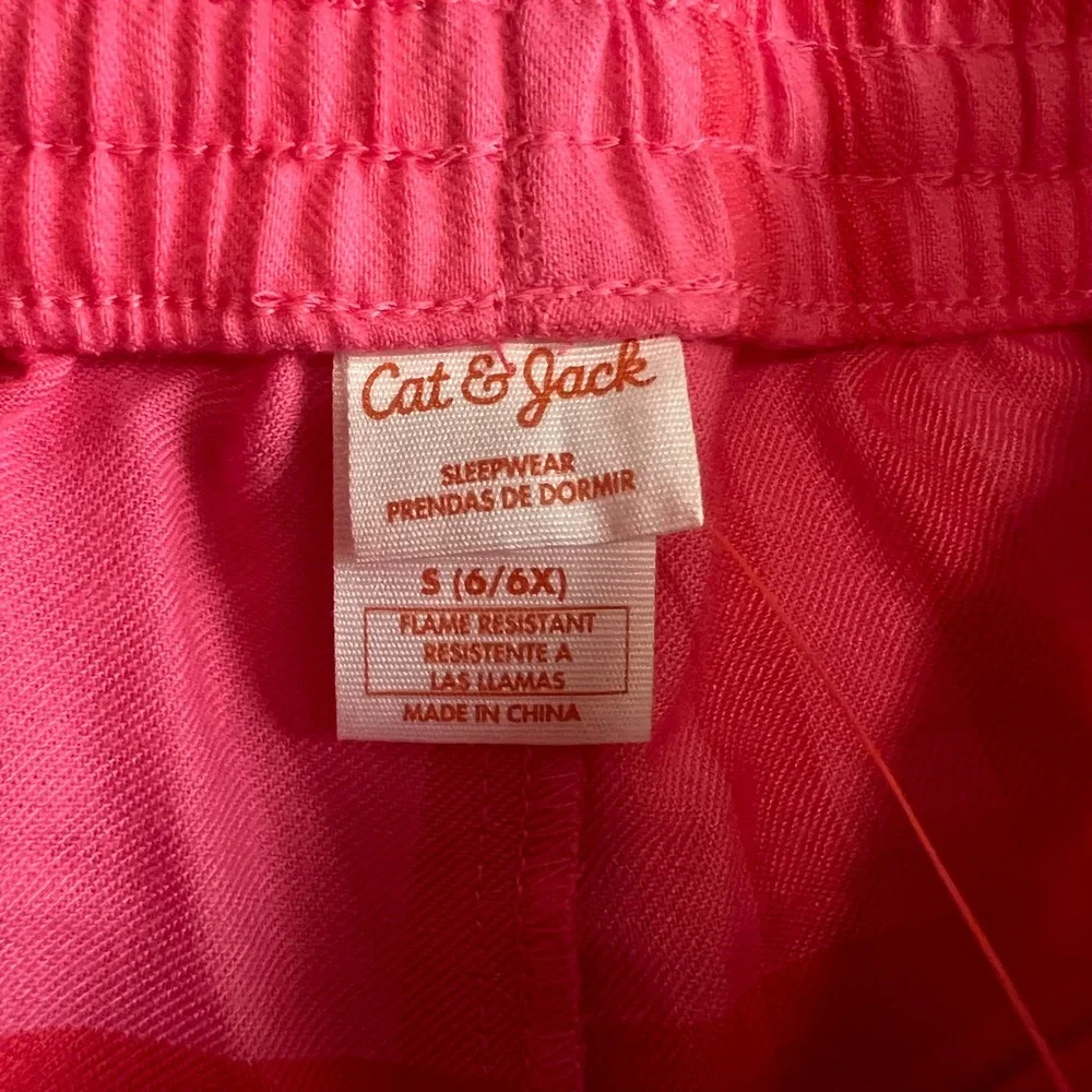 Cat Jack‎ Kids Girls Pink Red Plaid Sleepwear Pajama Pants Size S 6/6X NWT